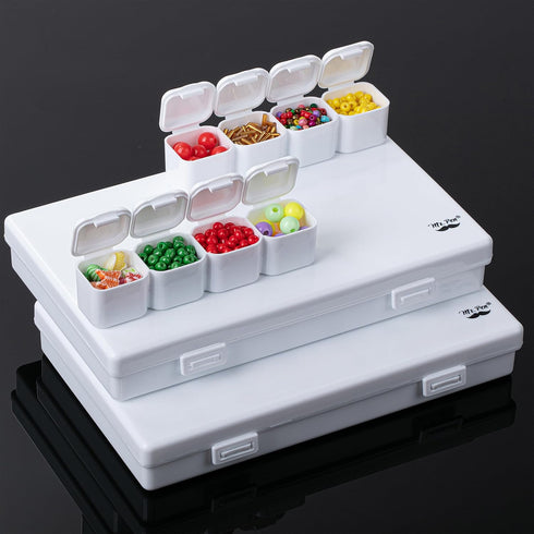 Mr. Pen-Bead Storage Containers, 28 Grids, 2 Pack, White, 160pcs Label Stickers, Bead Organizer, Craft Organizers and Storage, Bead Containers for...