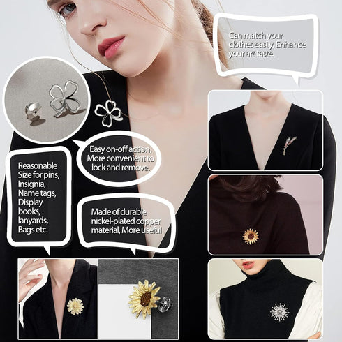 55 Pieces Metal Pin Backs Locking Pin Keepers Locking Clasp...