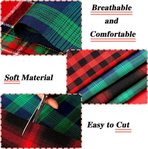 20pcs/Set 8"x8" Check Squares Plaid Craft Cotton Fabric Bundle Gingham Precut Sewing Quilting Patchwork for Christmas Holiday...