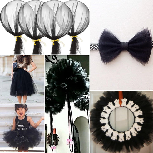 IONTACH Black Tulle Fabric Rolls 54 Inch by 40 Yards Fabric Tulle Bolt for Wedding Decorations DIY Black Tutu Baby Shower Table Skirt Ceiling Deco...