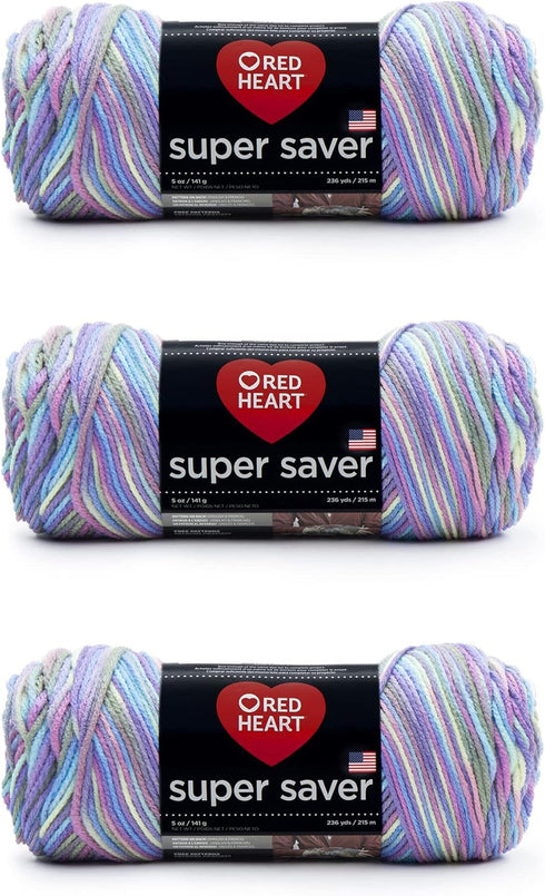 Red Heart Super Saver Yarn, 3 Pack, Monet 3 Count...