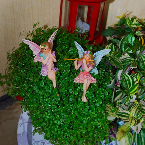 Mood Lab Fairy Garden - Miniature Fairies Figurines - Sitting Girls Set of 2 pcs - for Outdoor or House Decor Statue Kit...