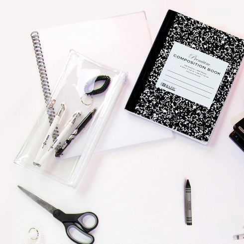 BAZIC Composition Book Wide Ruled 100 Sheet, Premium Black Marble Notebook, Writing Journal Comp Lined Notebooks for Office School, 1-Pack...