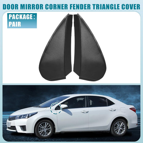 Front Left Right Door Mirror Corner mudguard Triangle Cover No.6011802170/6011702170 for Toyota Corolla 2014-2016 Plastic Black 1 Pair...