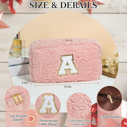 Birthday Gifts for Girls, Pink Makeup Bag Cosmetic Bag Cute Makeup Bag Monogram Makeup Bag, Personalized Gifts for Teen Girls Tween Girls Gifts Wo...