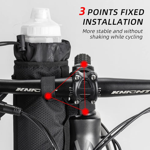 ROCKBROS Bike Water Bottle Holder Bag Bike Bag Handlebar Stem Bag Bicycle Cup Drink Holder Insulated Stem Bag Food Snack Bike Accessories Storage ...