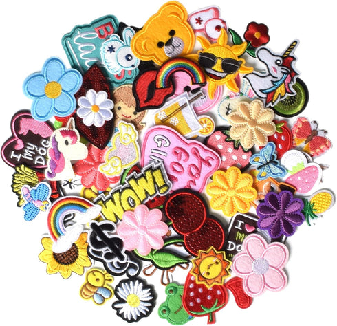 J.CARP 60Pcs Random Assorted Iron on Patches, Cute Sewing Applique for Jackets, Hats, Backpacks, Jeans, DIY Accessories, Style 2...