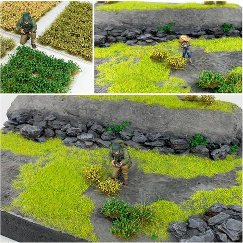 Woohome 112 PCS Static Grass Tuft Model Grass Tufts Railway Artificial Grass, 4 Color Bushy Tuft Flower Cluster Vegetation Groups for DIY Architec...