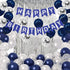 Blue Birthday Party Decorations, Happy Birthday Decorations for Men with Banner Blue Silver Confetti Latex Balloons and Foil Fringe Curtains for M...