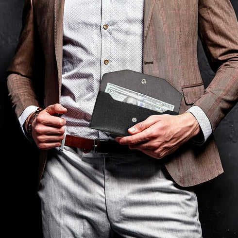 Cash Envelope Wallet Black PU leather budget cash envelopes divider wallet label sticker budget envelopes set suitable for budget planners and cas...