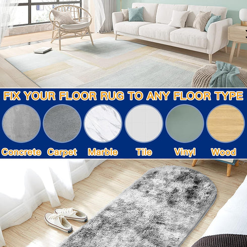 Rug Tape, 10 Pcs Double Sided Non Slip Reusable Rug Stopper, Washable Rug Tape for Hardwood Floors, Tile Floors, Carpets, Floor Mats, Wall (Peal W...