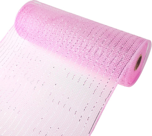 2 Rolls Pink Deco Mesh 10 in x 30 ft,Mesh Ribbon for Wedding Decoration Christmas Tree Poly Deco Mesh Rolls for DIY Gift Wrapping Bows Wreath Supp...