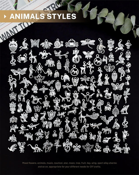 JIALEEY 300 PCS Wholesale Bulk Lots Jewelry Making Charms Mixed Smooth Tibetan Silver Alloy Charms Pendants DIY for Bracelet Necklace Jewelry Maki...