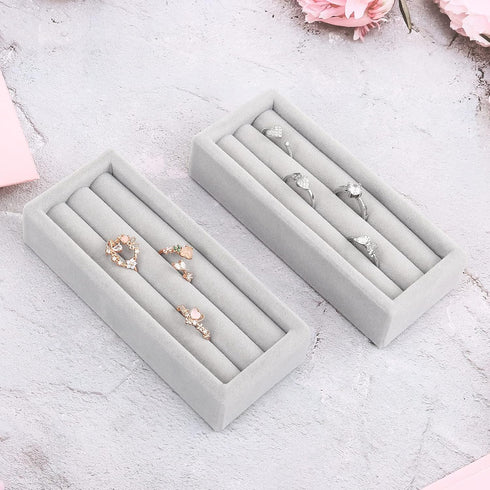 DesignSter Small Jewelry Tray, 2PCS Ring Organizer, Velvet Jewelry Display Tray, Stackable Jewelry Organizer Trays, Jewelry Drawer Organizer Inser...