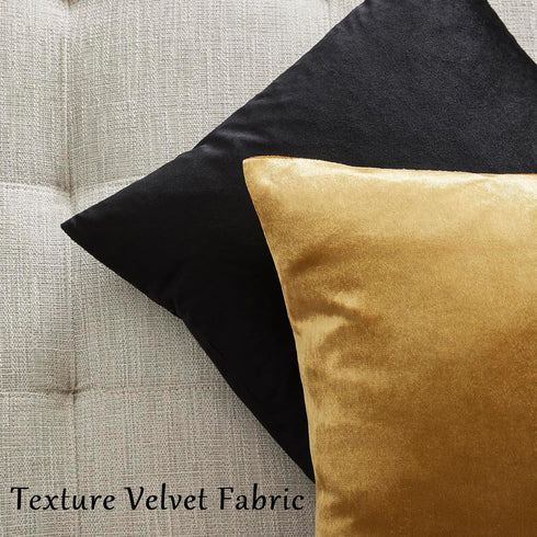 GIGIZAZA Decorative Throw Pillow Covers 16x16,Set of 2 Gold Square Couch Pillow Covers,Velvet Sofa Boho Cushion Pillows...