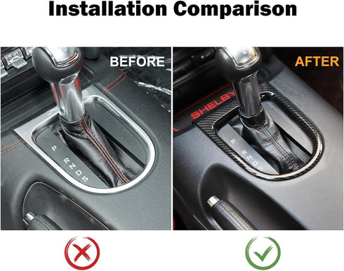 RT-TCZ Gear Shift Panel Frame Cover Interior Trim Sticker Accessories Compatible with Ford Mustang 2015 2016 2017 2018 2019 2020 2021 2022 (Carbon...