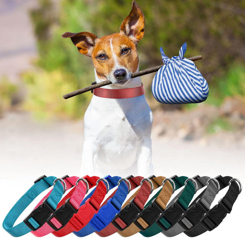9 Pieces Adjustable Dog Collar for Medium Dogs, Soft Nylon Dog Collar with Quick Release Buckle Collar Bulk for Dogs Walking Running Training (Ret...