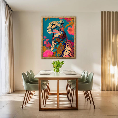 Posterizer 1 pcs-chinoiserie fashionable tiger with scarf-Art for Animal Lovers-Abstract & Modern Art-Living Room Bedroom Decor- UNFRAMED Wall Art...
