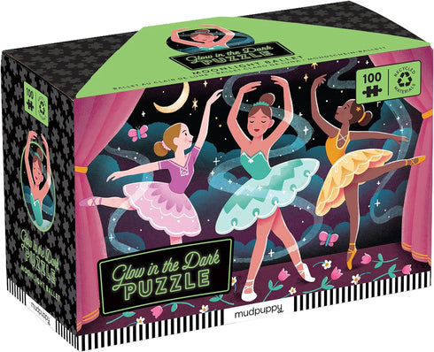 Mudpuppy Moonlight Ballet – 100 Piece Glow in The Dark Puzzle with Magical Scene of Iconic Swan Lake Ballet and Hidden Puzzle Details in The Dark ...