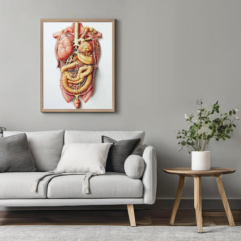 Posterizer 1 pcs-anatomical illustration of the human digestive system 3-Teachers & Classrooms-Abstract & Modern Art-School and classroom art- unf...