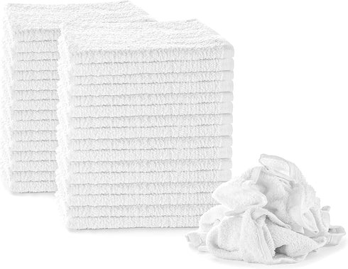 White Terry Rags 2lb Bulk Towel Rag Multipurpose 12x12 Inches 100% Cotton Ring Spun Cleaning Solution for Body Shops, Garages, Restaurants, Home, ...