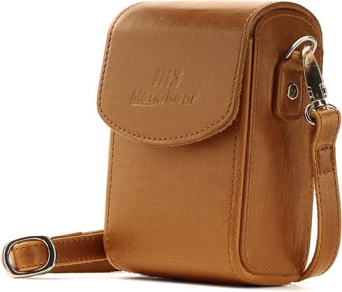 MegaGear Leather Camera Case with Strap Compatible with Canon PowerShot G7 X Mark III, G7 X Mark II, G7 X - MG768 Light Brown...