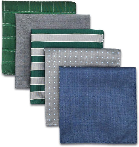 SHLAX&WING 5 Pieces Assorted Mens Silk Pocket Square Handkerchiefs Set 18...