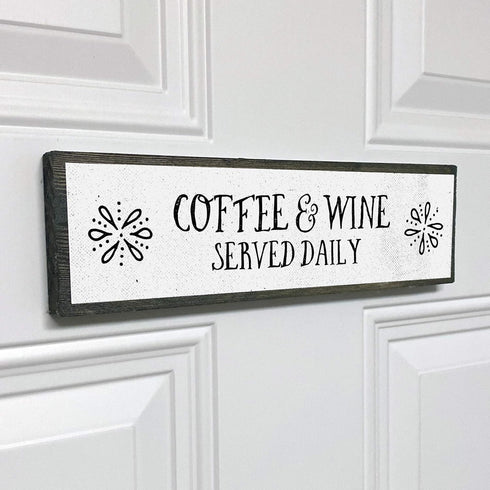 Coffee Wood Signs (Medium - Wood And Metal, Coffee And Wine Served Daily)...