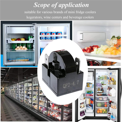 Reyhoar Replacement Part 3 Pin QP2-4.7/ QP2-4R7 4.7 Ohm Refrigerator PTC Start/Starter Relay - Compatible with Whirlpool, Frgidaire, Kenmore and Most Mini Fridges and Coolers (2 Pcs)