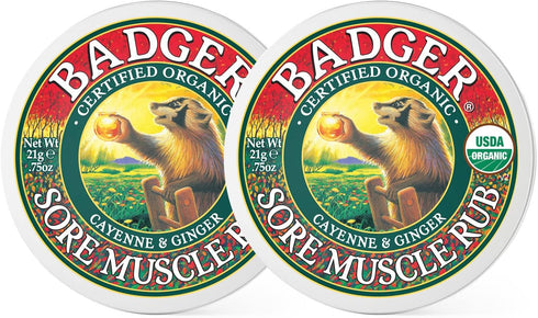 Badger - Sore Muscle Rub, Cayenne Pepper and Ginger, Organic Sore Muscle Rub, Warming Balm, Muscle Relief Balm, Warming Muscle Rub, Sore Muscle Ba...