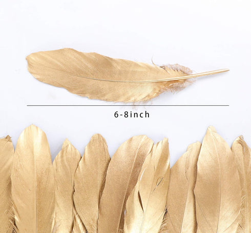 HaiMay 80 Pieces Gold Feathers for Craft Wedding Home Party Decorations, 6-8 Inches Goose Feathers Gold Craft Feather...