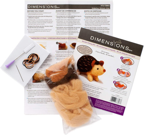 DIMENSIONS 72-73803 Hedgehog Felt Animals Needle Felting Kit, 3.5'' x 2''...