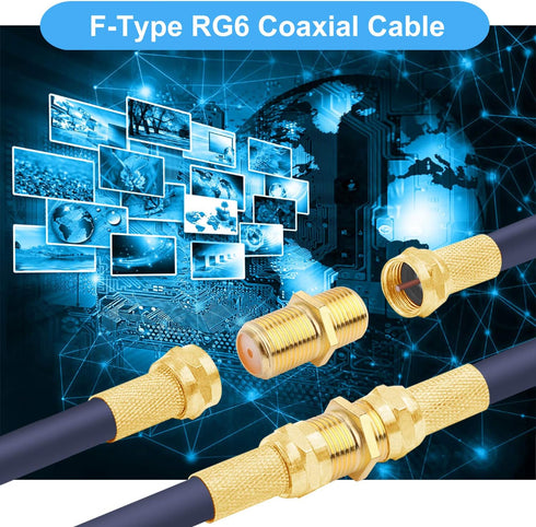 Coaxial Cable Connector F-Type RG6 Cable Extension Adapter (Pack of 20)...