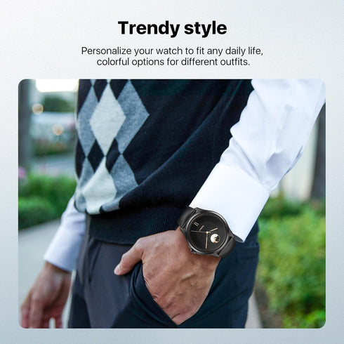 Ticwatch Pro 5 Smartwatch Band Replacement 24mm Width Leather Watch Strap Quick Release Genuine Watch Band Only for Pro 5 Watch, Smart Casual Blue...