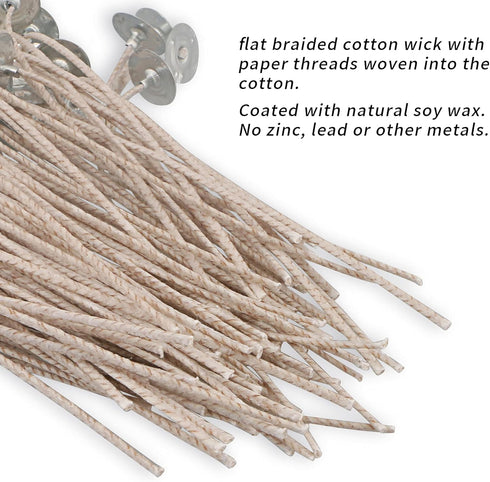 CD Series Candle Wicks for Soy Candles,100pcs CD 20 6" Pretabbed Wicks,Cotton & Paper Wicks for Candle Making....