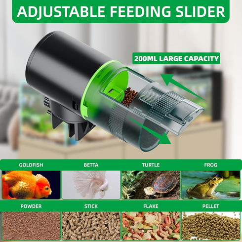 FREESEA Automatic Fish Feeder for Aquarium: Auto Fish Food Dispenser with Timer for Small Tank Betta Turtle - Battery Vacation Self Feeding for Fl...