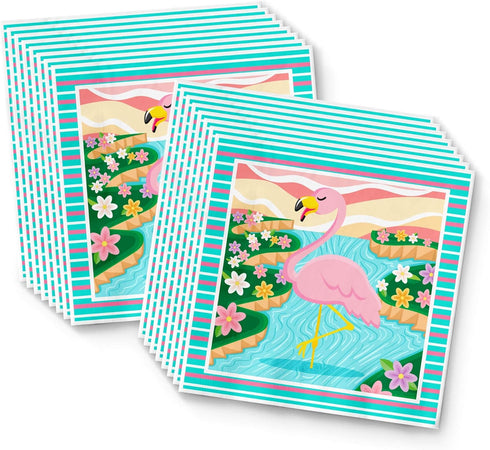 Pink Flamingo Birthday Party Supplies - Flamingo Bridal Shower - Flamingo Baby Shower - Flamingo 1st Birthday | Tableware Set Includes Plates Napk...