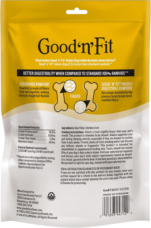 Good ‘n’ Fit Rolls Made with Real Chicken Liver Flavor, 6 Small Rolls, Treat Your Dog to Long-Lasting and Highly Digestible Rawhide Chews...