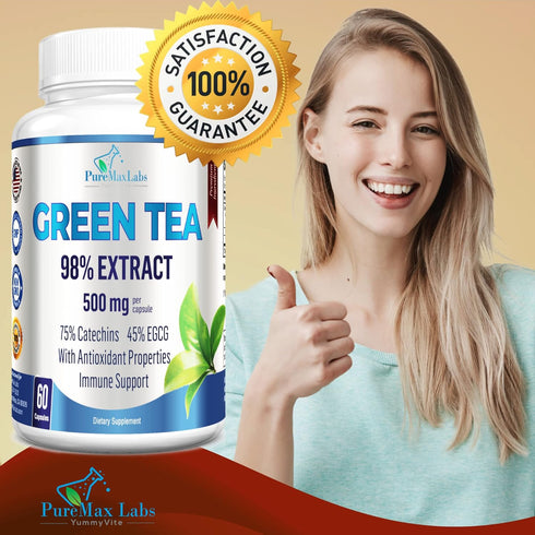 Green Tea Extract 98% - 3X Strength, 75% Polyphenol Catechins, 45% EGCG, Super Antioxidant - 60 Capsules...