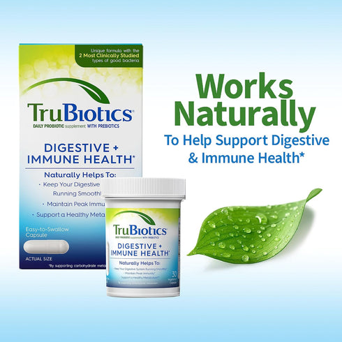 TruBiotics Probiotics for Digestive & Immune Health, Supports Regularity & Helps Relieve Abdominal Discomfort, Gas & Bloating, 2 Clinically Studie...