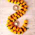 5 PC - 4.5 feet Marigold Garland with Green Leaves |Indian/American Wedding Party Mantle Decoration, Faux Garlands Wedding Garland, Diwali Decorat...