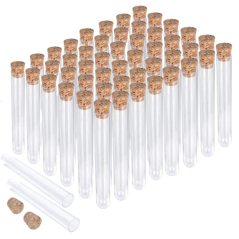 50PCS Plastic Test Tubes with Lids – Small Plastic Tubes 10ml Clear Plastic Tubes with Cork Stoppers Small Clear Plastic Tube Containers for Solid...