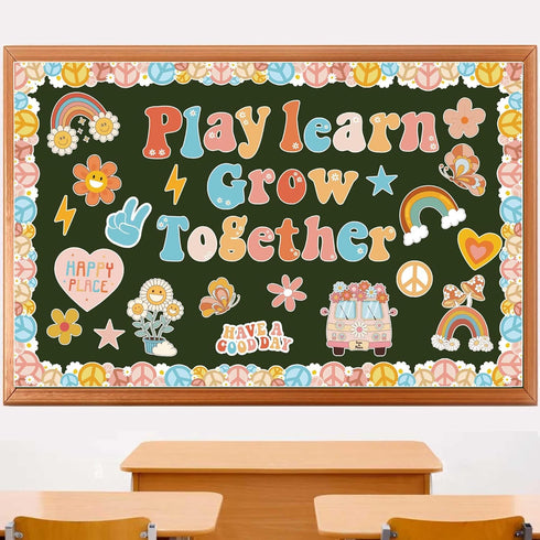 Boho Bulletin Board Decorations Groovy Retro Classroom Decor Borders Affirmation Station Bulletin Board Set Mindset Decoration Inspirational Accen...