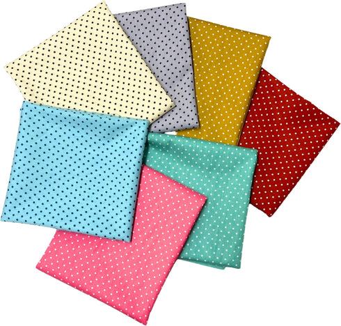 AMORNPHAN 100% Printed Polka dot Cotton Quilting Fabric Bundle for Patchwork Needlework DIY Handmade Sewing Crafting Scrapbooking Artcraft Precut ...
