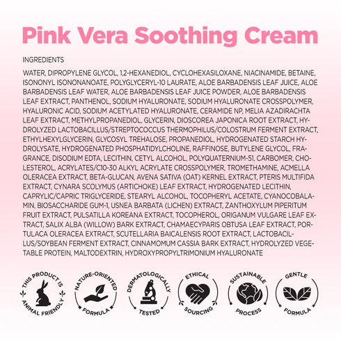 FARMSKIN Pink Vera Soothing Cream (100ml, 3.38oz) - Korean Skincare Moisturizer for Face & Body/Aloe Vera for Sunburn Relief/Non-Greasy/Korean Ski...