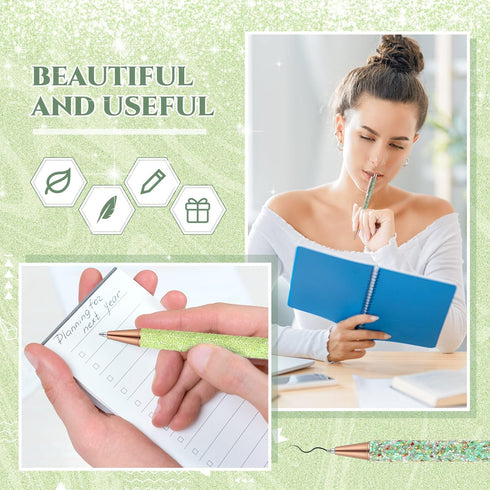 Sherr 7 Pcs Fancy Pens for Women Cute Pens Sparkly Glitter Pens with 10 Pcs Black Ink Refills Pretty Pen Gifts Journaling Pens for Girls Office Sc...