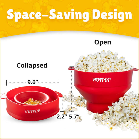 The Orginal HotPop Silicone Popcorn Maker - Microwave Popcorn Popper with Handles - Collapsible Bowl, Heat-Resistant, Easy to Clean, Ideal for Fam...