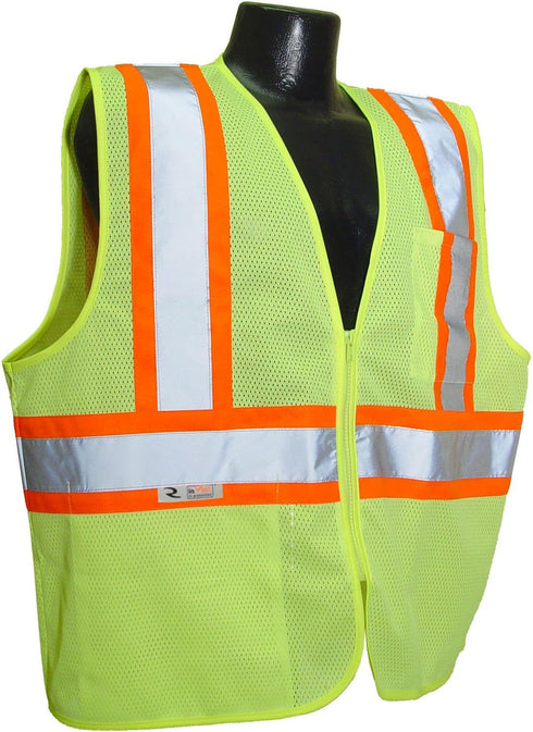 Radians SV22-2ZGM-5X Polyester Mesh Economy Class 2 High Visibility Zipper Closure Vest with Two-Tone Trim, 5X-Large, Green...