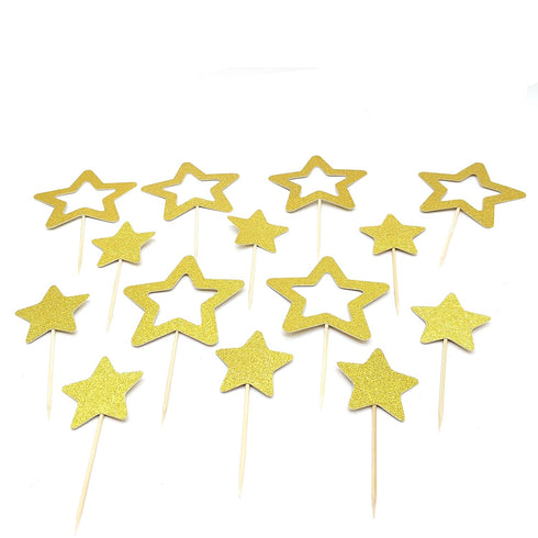 Gold Star Cupcake Toppers Star Cupcake Toppers Twinkle Little Star Decorations Birthday Cupcake Toppers Glitter Star Cake Decoration for Party Bir...