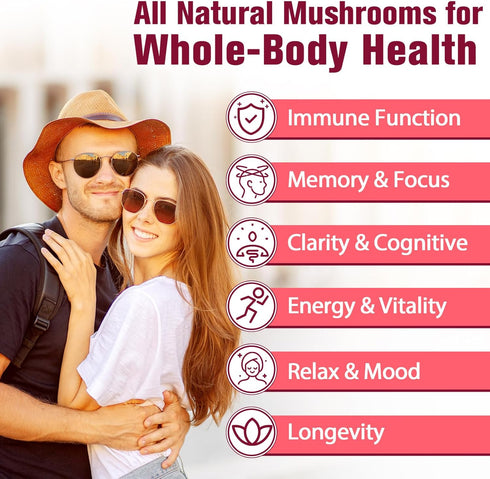 Sublingual Mushroom Complex 4000mg, 18-in-1 Lions Mane Mushroom Supplement with Reishi, Cordyceps, Chaga, Turkey Tail & Seaweed, Mushrooms for Imm...